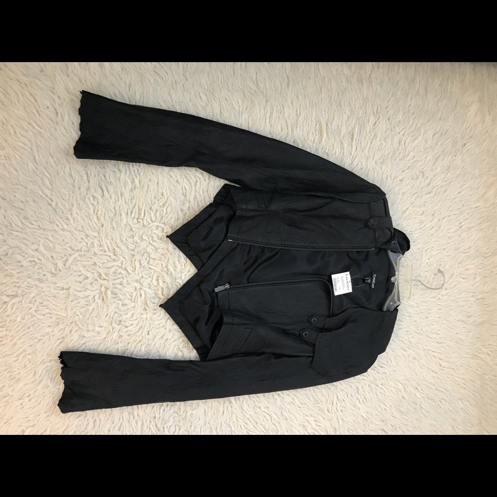 New with tag Bebe black leather jacket